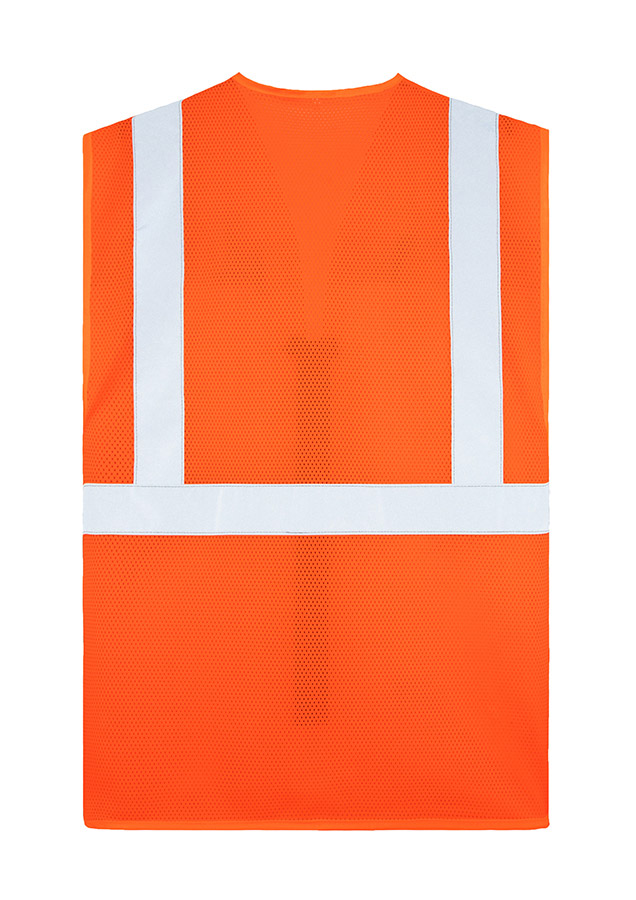 KXCMMF Comfort Mesh Warnweste – Signal-Orange mit Taschen, Reißverschluss und Reflexstreifen