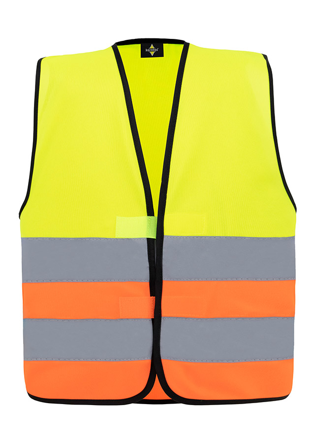 Warnweste mit schwarzem Saum "Wolfsburg"  - Signal-Gelb / Signal-Orange