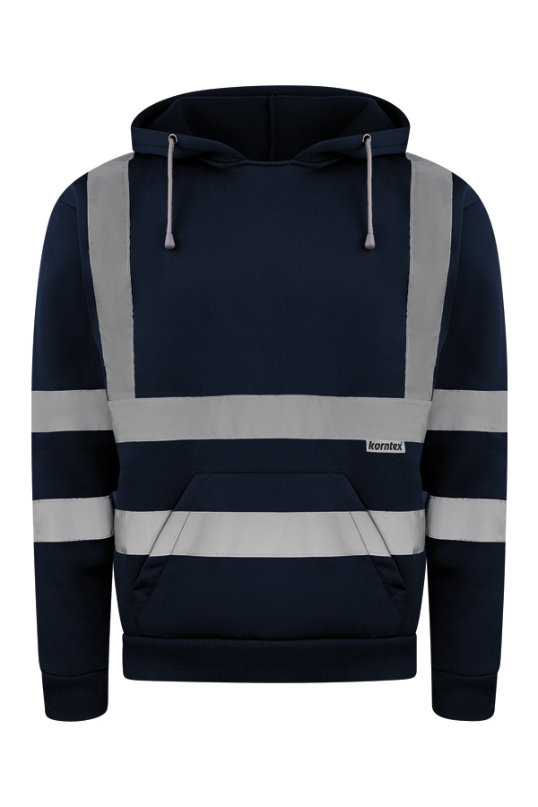 Schwarzer Warnschutz-Hoodie mit vier Reflexstreifen