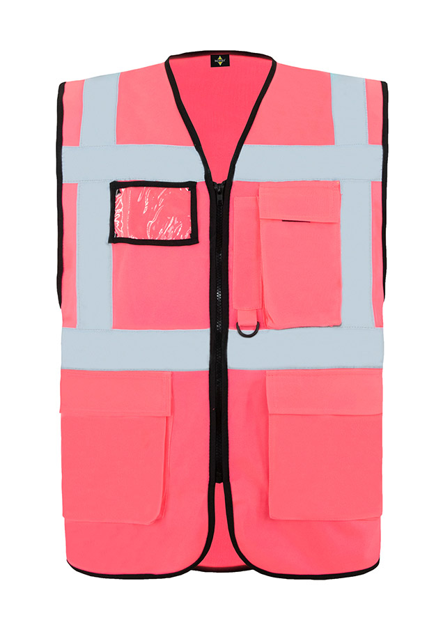 Multifunktionale Warnweste im Comfort-Fit „Hamburg“ - Neonpink