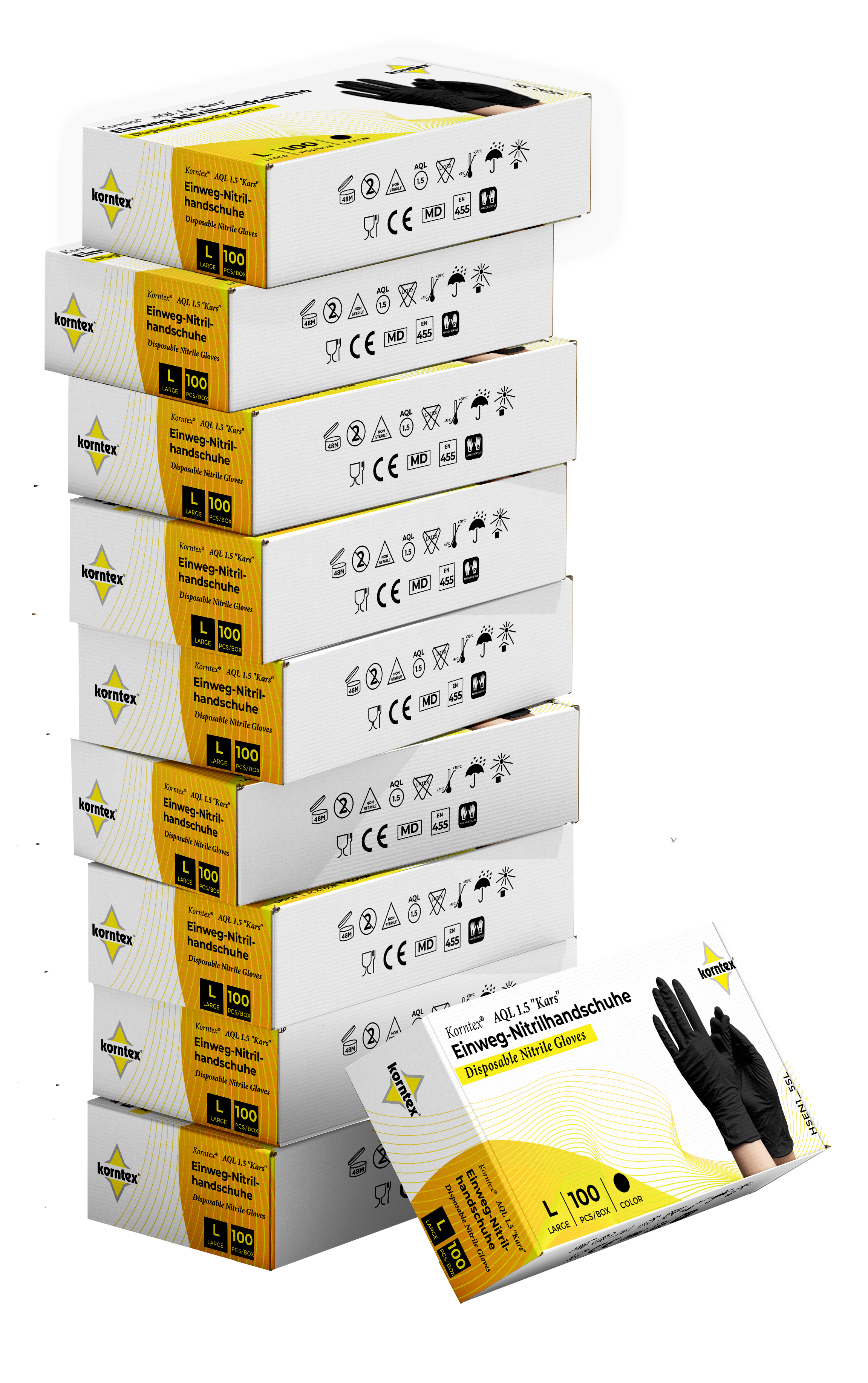 10er SET Einweg-Nitrilhandschuhe, 100er Pack, AQL 1.5 "Kars" - Blau - S