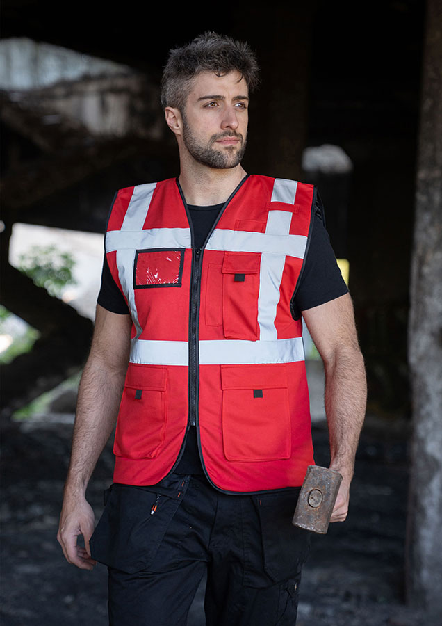 Korntex Sicherheitsweste KXCMFP, gepolstert, Comfort-Fit, mit rotem Reißverschluss