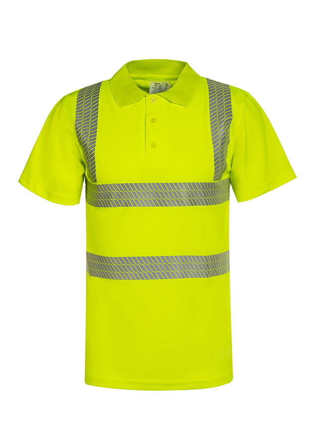 Signal-gelbes Polo-Shirt mit Reflexstreifen Broken Reflex
