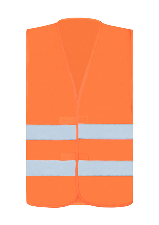Erwachsener in orangener Korntex Warnweste in einem industriellen Umfeld